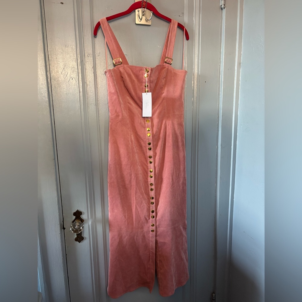 NWT L Finders Prisms Midi Dress in Dusty Pink Pinwale Corduroy - Picture 2 of 8
